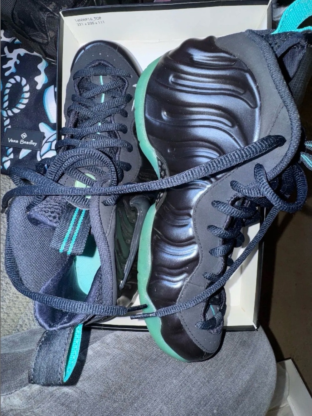 Black Foamposite-Style Sneakers with Teal Accents